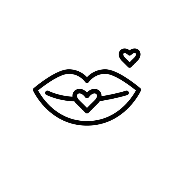 Lippen küssen Herzen. Pixel perfektes, editierbares Strichsymbol — Stockvektor