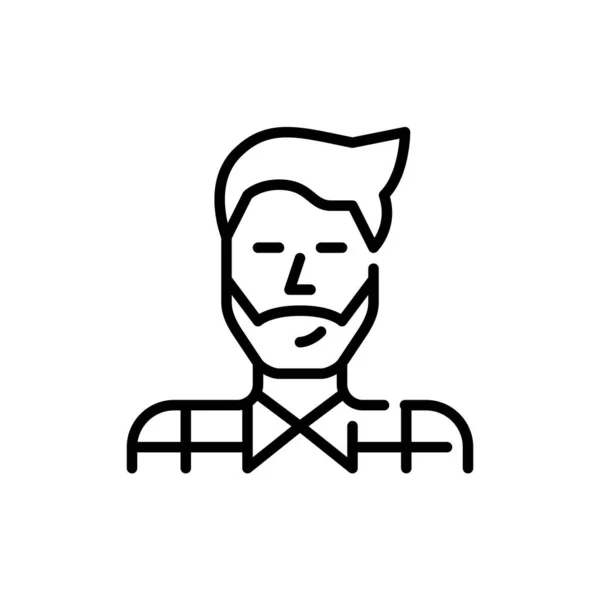 Homem hipster barbudo usando uma camisa xadrez. Pixel perfeito, ícone avatar curso editável — Vetor de Stock