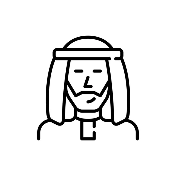 Młody Arab w tradycyjnym szaliku na głowie. Pixel idealny, edytowalna ikona awatara skoku — Wektor stockowy