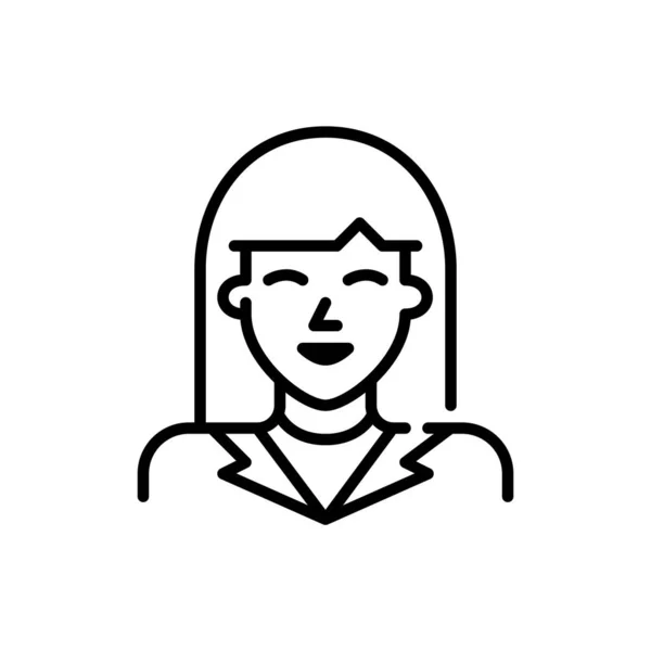 Icono de avatar de arte de línea. Linda joven estudiante sonriente. Pixel perfecto, golpe editable — Archivo Imágenes Vectoriales