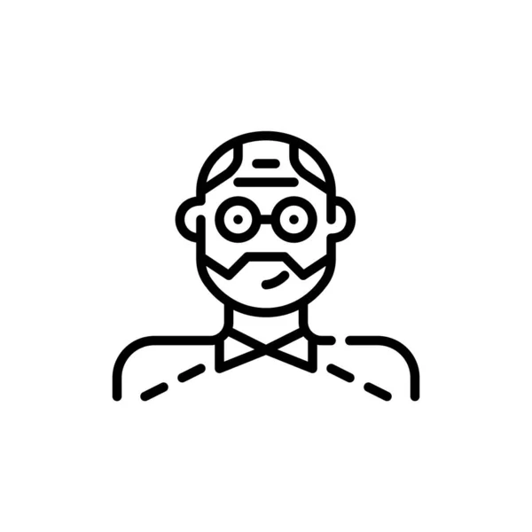 Yaşlı yetişkin avatarı. Sakallı, gözlüklü büyükbaba. Piksel mükemmel, düzenlenebilir vuruş simgesi — Stok Vektör