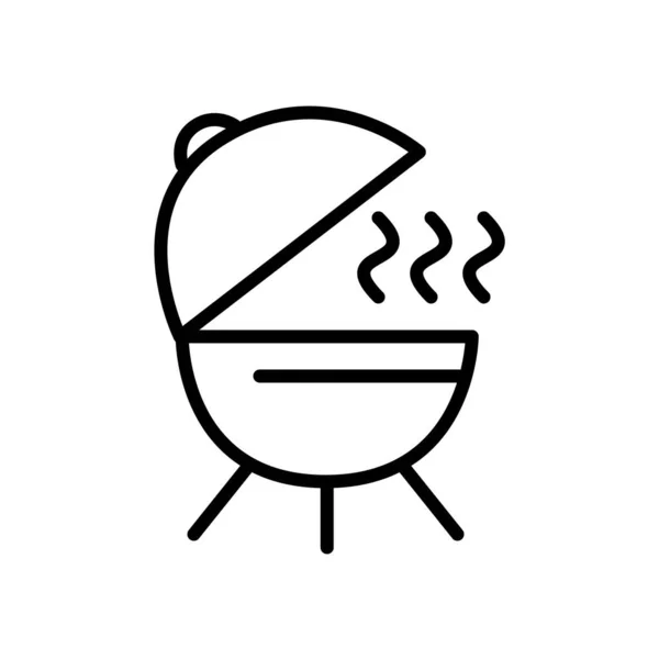 Barbecue grill avec de la fumée qui sort. Pixel parfait, icône de course modifiable — Image vectorielle