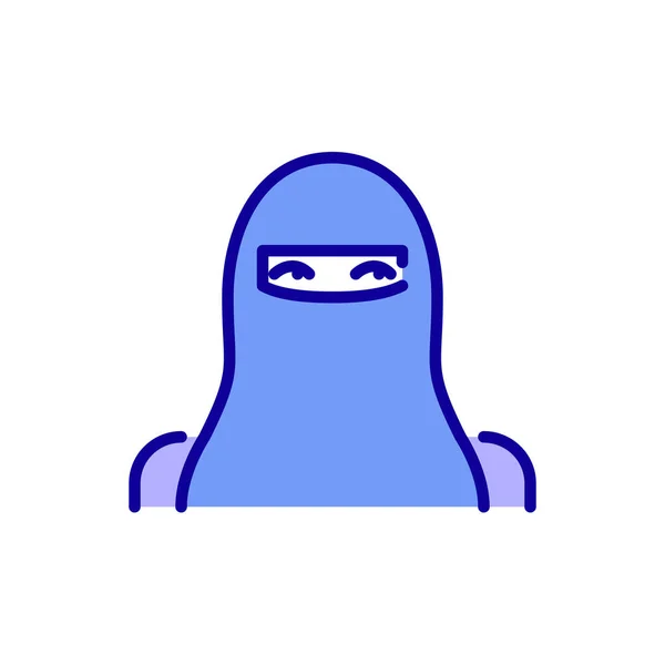 Mujer con un niqab. Pixel perfecto, icono de avatar de color de trazo editable Gráficos vectoriales