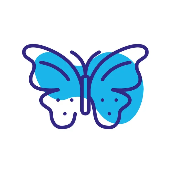 Mariposa simple línea arte píxel icono de color perfecto Vector de stock