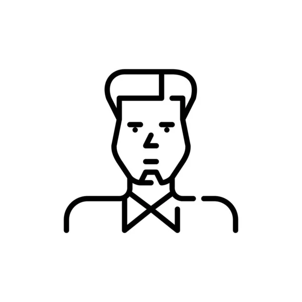 Jeune homme avec petite barbe de bouc et coupe de cheveux à la mode, portant une chemise. Pixel parfait, icône avatar course modifiable — Image vectorielle