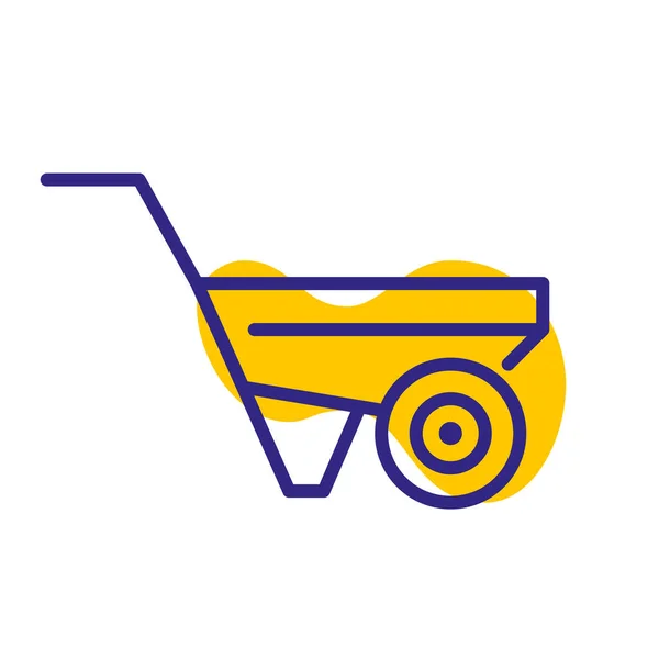 Simple line art wheelbarrow icon. Pixel perfect, editable stroke color icon — Stock Vector