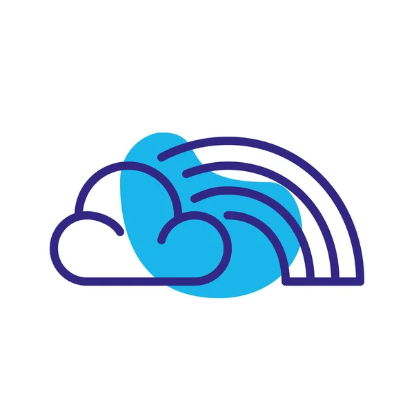 Regenboog met een wolk. Pixel perfecte, bewerkbare slagkleur pictogram — Stockvector