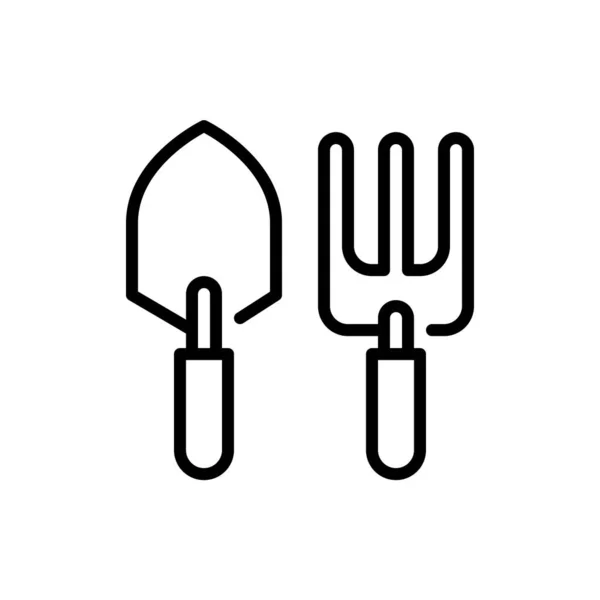 Gardening tools spade and rake. Pixel perfect editable stroke icon — Stock Vector
