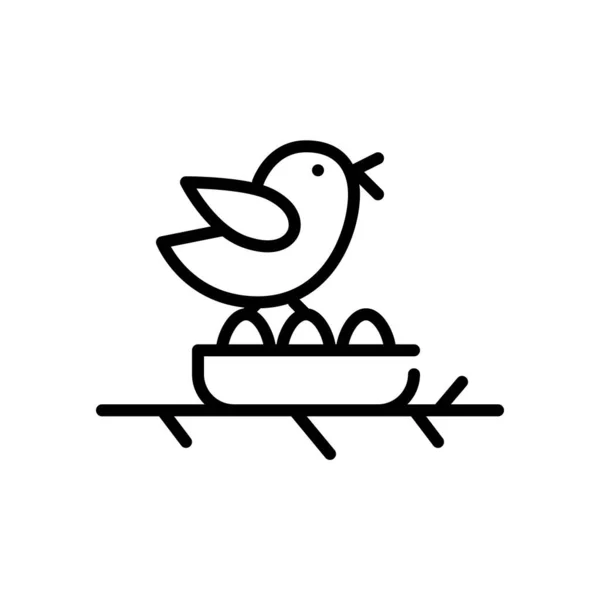 Pássaro em um ninho com ovos. Pixel ícone de cor de curso editável perfeito — Vetor de Stock