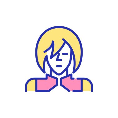 Tatlı anime kostüm çocuğu. Piksel mükemmel, düzenlenebilir vuruş eğlenceli renk avatar simgesi