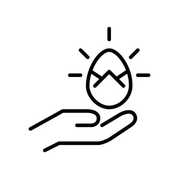 Mano sosteniendo un huevo de Pascua. Pixel perfecto, icono de carrera editable — Vector de stock