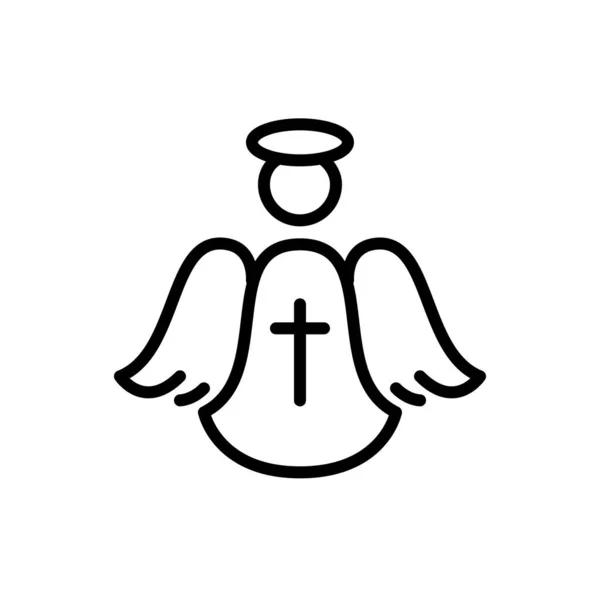 Angyal alak glóriával és szárnyakkal. Keresztény vallási szimbólum. Pixel tökéletes, szerkeszthető stroke ikon — Stock Vector