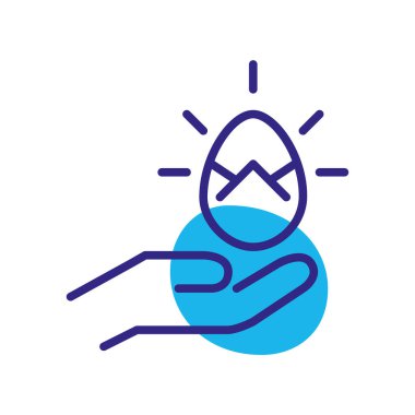 Paskalya yumurtası tutarken. Piksel mükemmel, düzenlenebilir vuruş renk simgesi