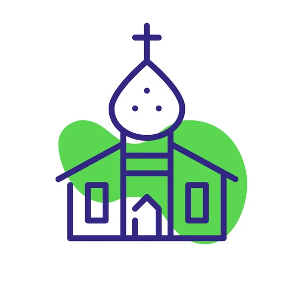 Símbolo da igreja cristã. Pixel perfeito, ícone de cor de curso editável —  Vetores de Stock