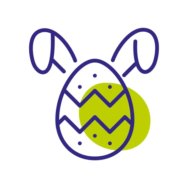 Påskägg med kaninöron. Pixel perfekt, redigerbar stroke färg ikon — Stock vektor