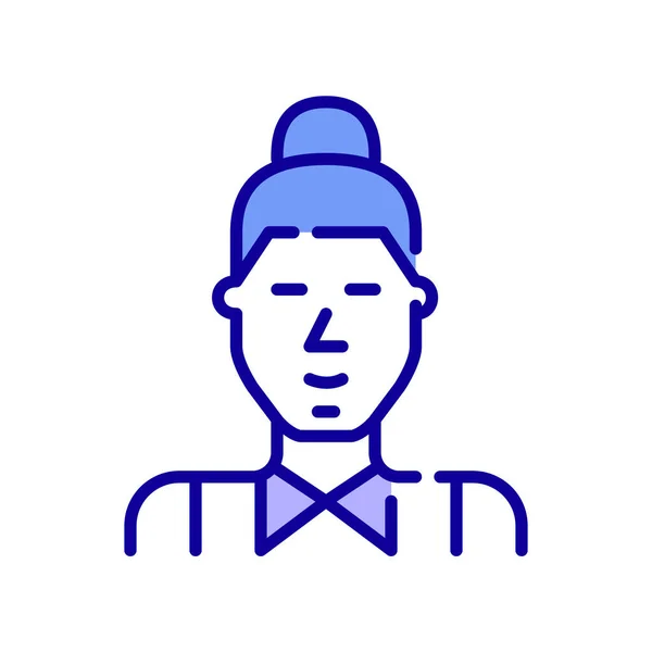 Jóképű, fiatal hipszter férfi, zsemlével, ingben. Pixel tökéletes, szerkeszthető stroke szín ikon — Stock Vector
