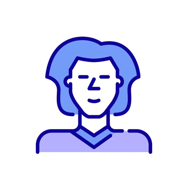 Aranyos fiatalember hosszú hajjal. Pixel tökéletes, szerkeszthető stroke szín avatar ikon — Stock Vector