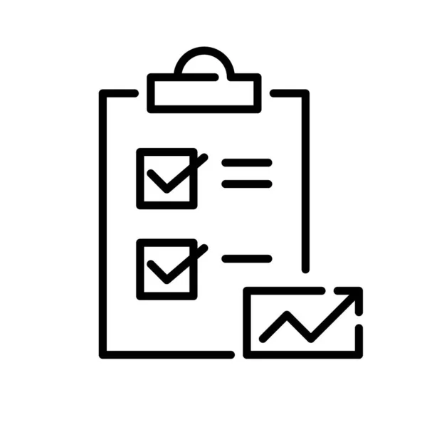 Klembord met een checklist pagina. Succes- en groeiplan. Pixel perfecte, bewerkbare beroerte pictogram — Stockvector
