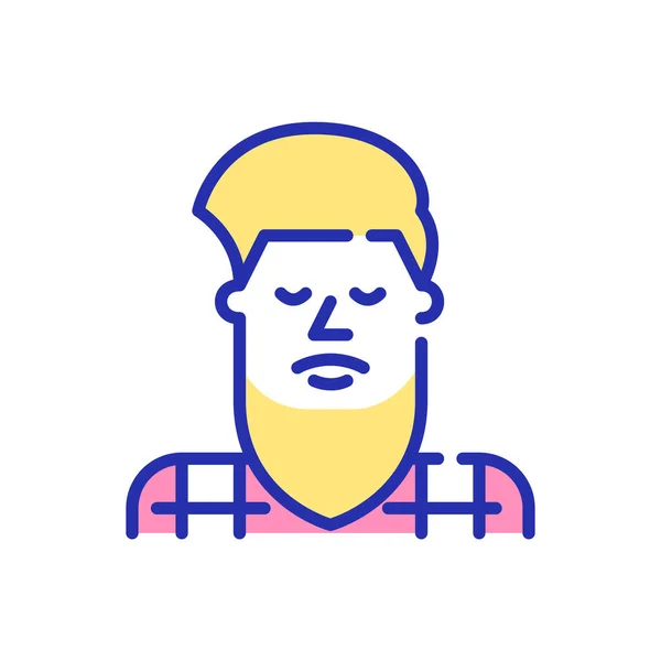 Stylový obrázek z profilu vousatého muže. Pixel perfektní, upravitelný tah zábavné barevné ikony — Stockový vektor