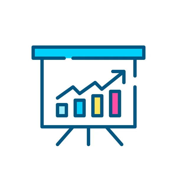 Growth diagram chart on a whiteboard. Pixel perfect, editable stroke color icon — Stock Vector