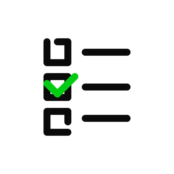 Kontrollkästchen mit Häkchen in der Aufgabenliste. Pixel perfektes, editierbares Strichsymbol — Stockvektor