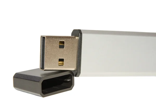 Fechar abrir USB Flash Drive com a tampa da tampa — Fotografia de Stock