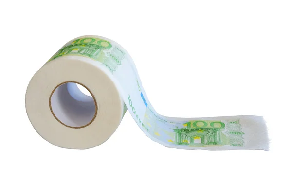Hundred Euro banknotes paint on tissue paper roll — Stock Photo, Image
