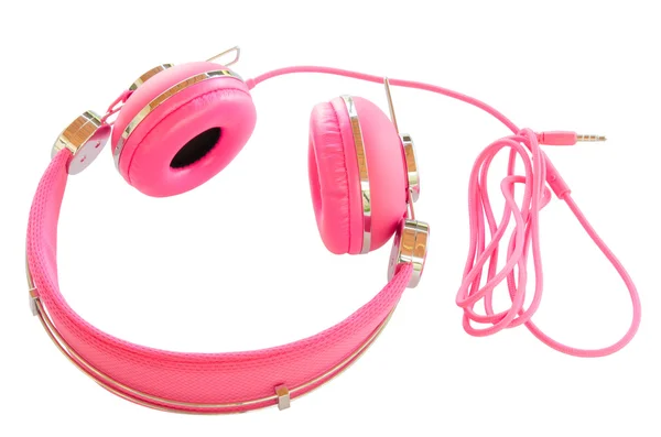 Ostré růžové barevné kabelové sluchátka — Stock fotografie