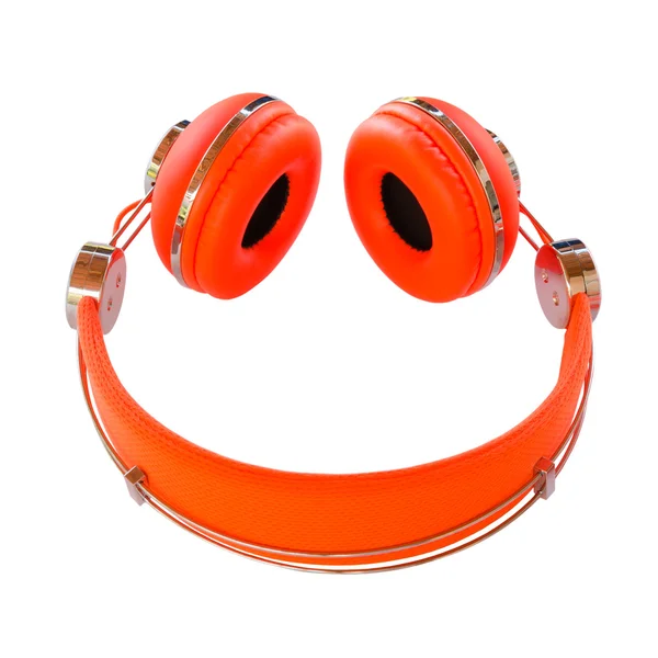 Vivid orange headphones smile — Stock Photo, Image