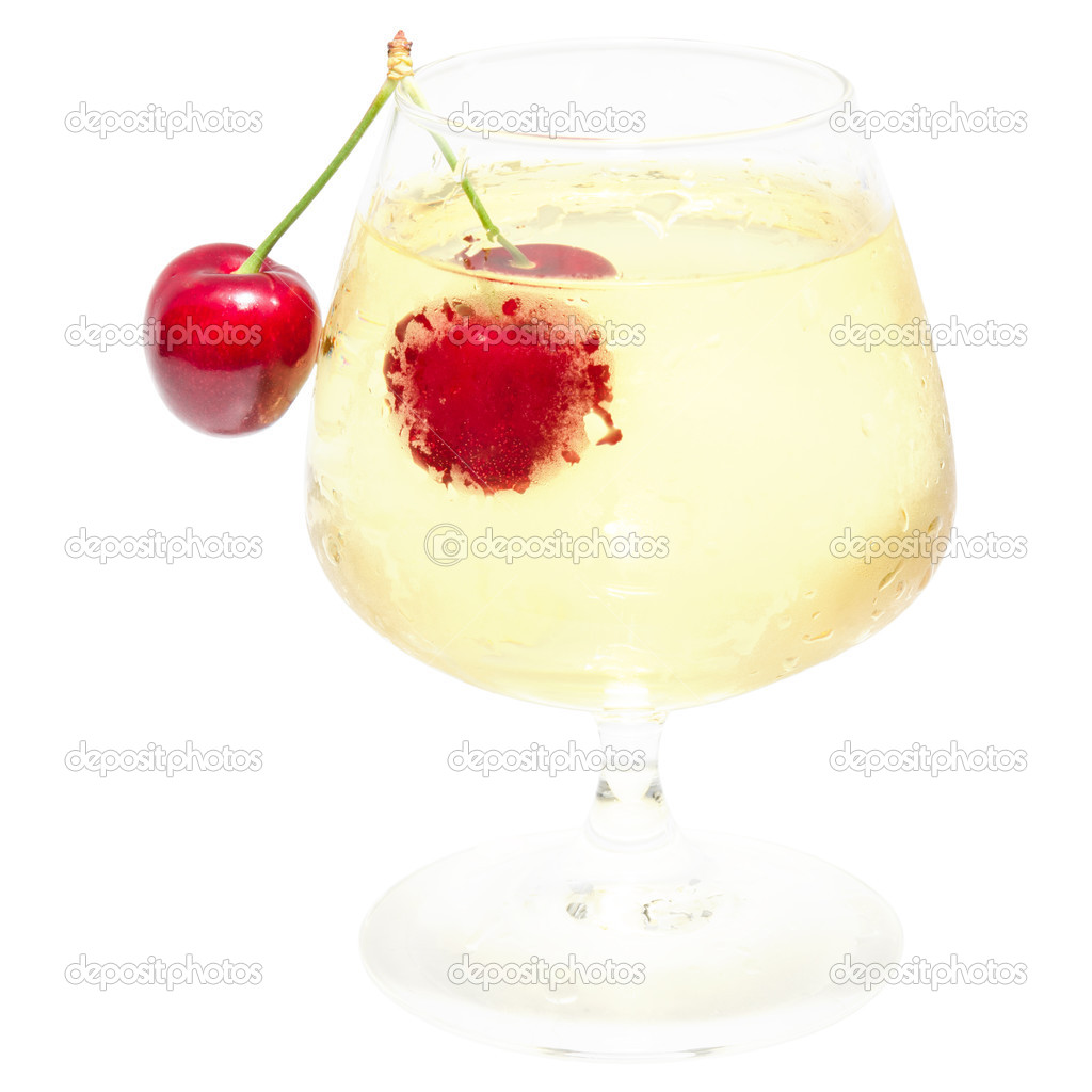 Misted wineglass full of cold white wine