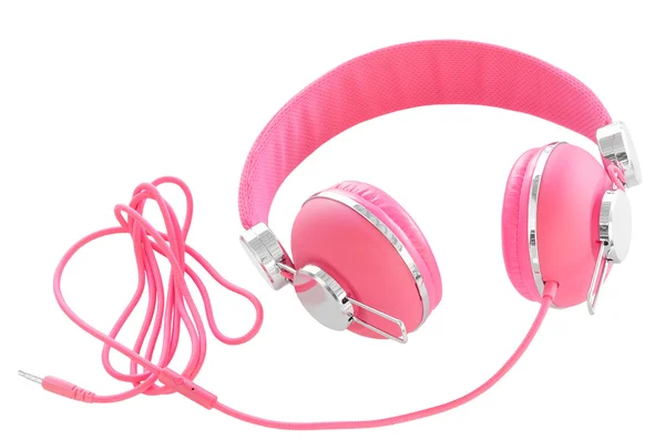 Female pastel pink colorful headphones — Stock Photo, Image