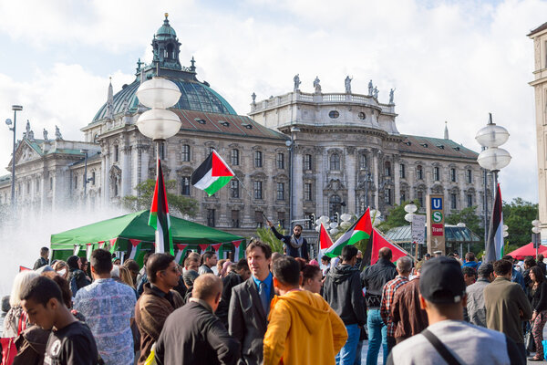 Pro-Palestinian demonstration in the central square of European 