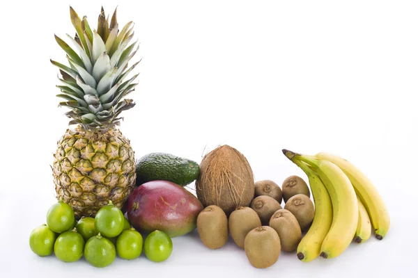Mango Pineapple Avocado Coconut Kiwi Lime and Banana Stock Picture