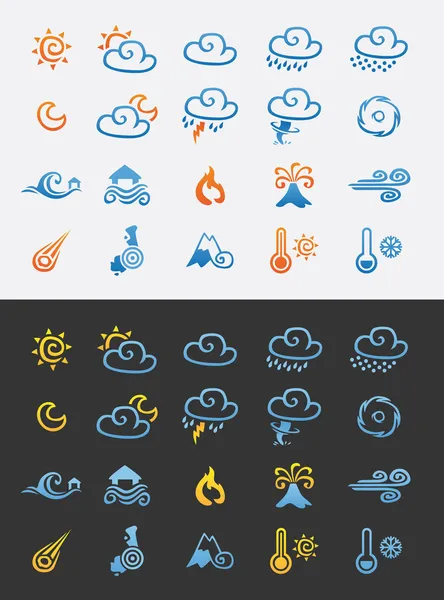 Pictogrammenset weer en natuurrampen — Stockvector