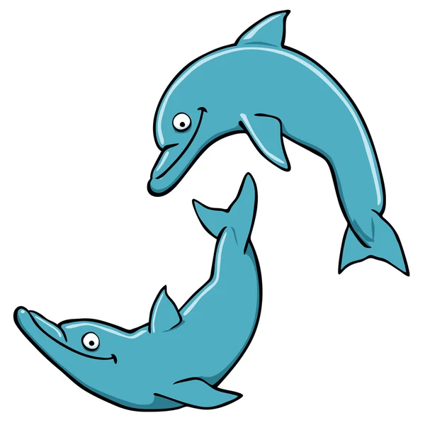 Two happy dolphins — Stock Vector