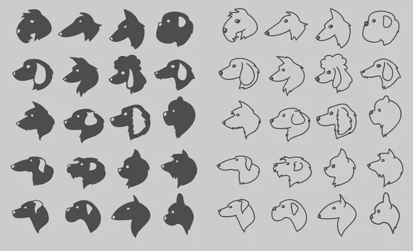 20 ícones de retrato de cão — Vetor de Stock