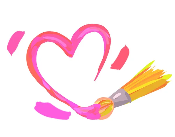 heart painted with paint on a white background 