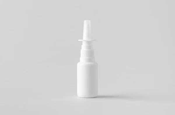 Nässpraymockup Vit Plastflaska Med Blank Etikett — Stockfoto