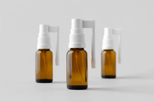 Oral Throat Spray Mockup Amber Bottle — Stock Photo, Image