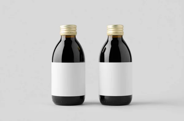 Koude Koffie Glazen Fles Mockup Met Blanco Label — Stockfoto