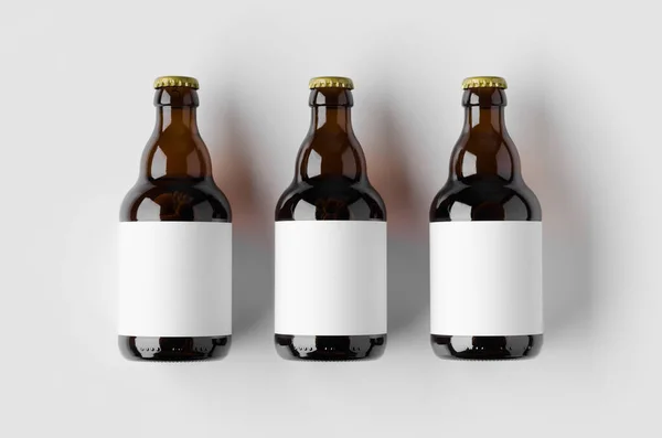 Steinie Garrafa Cerveja Mockup Com Etiqueta Branco — Fotografia de Stock