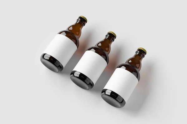 Mockup Botella Cerveza Steinie Con Etiqueta Blanco — Foto de Stock