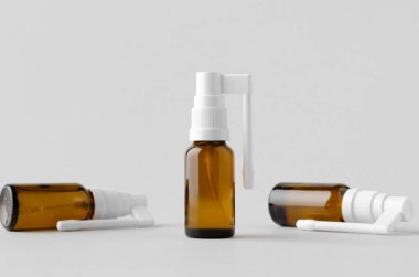 Ağız spreyi, boğaz spreyi. Amber şişesi.