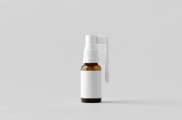 Oral Throat Spray Mockup Amber Bottle Blank Label — Stock Photo, Image