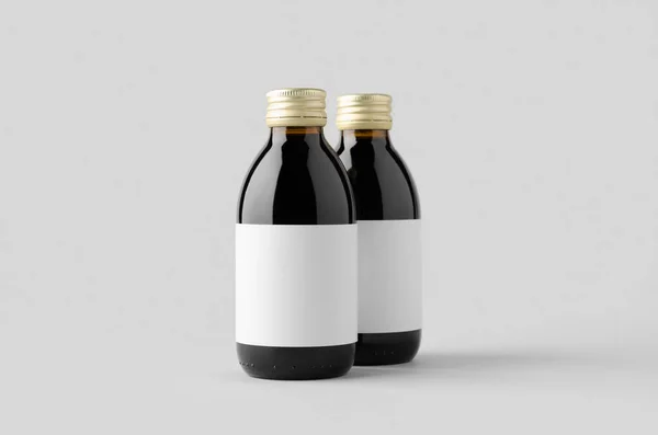 Koude Koffie Glazen Fles Mockup Met Blanco Label — Stockfoto