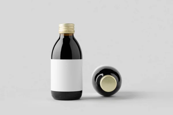 Koude Koffie Glazen Fles Mockup Met Blanco Label — Stockfoto