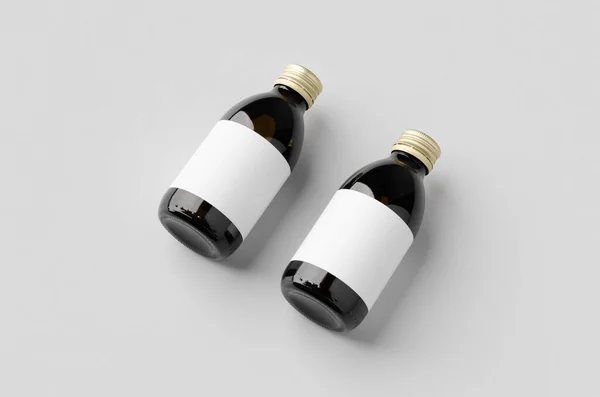 Koude Koffie Glazen Fles Mockup Met Blanco Label — Stockfoto