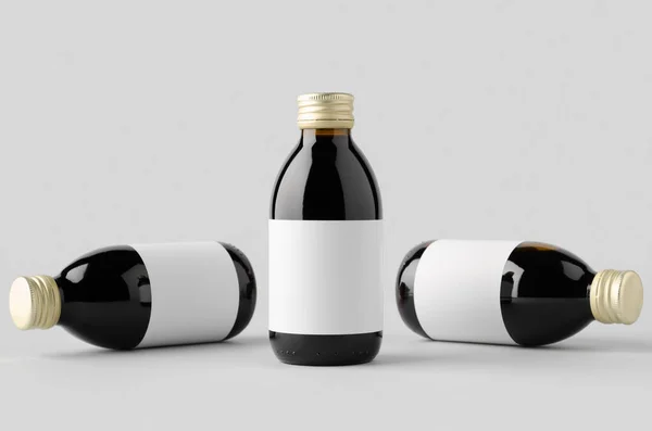 Koude Koffie Glazen Fles Mockup Met Blanco Label — Stockfoto