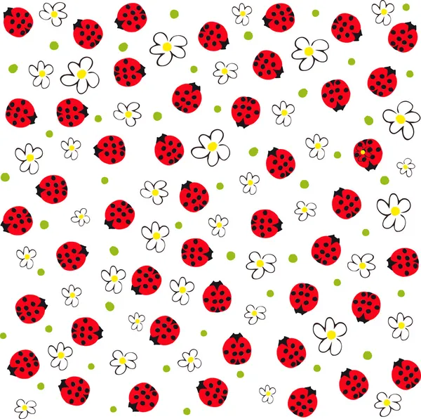 Ladybugs and flowers — Stock Vector