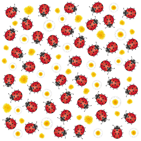 Ladybugs and flowers — Stock Vector